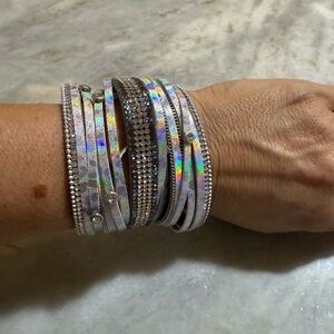 Elegant Silver and Holographic Bracelet Set